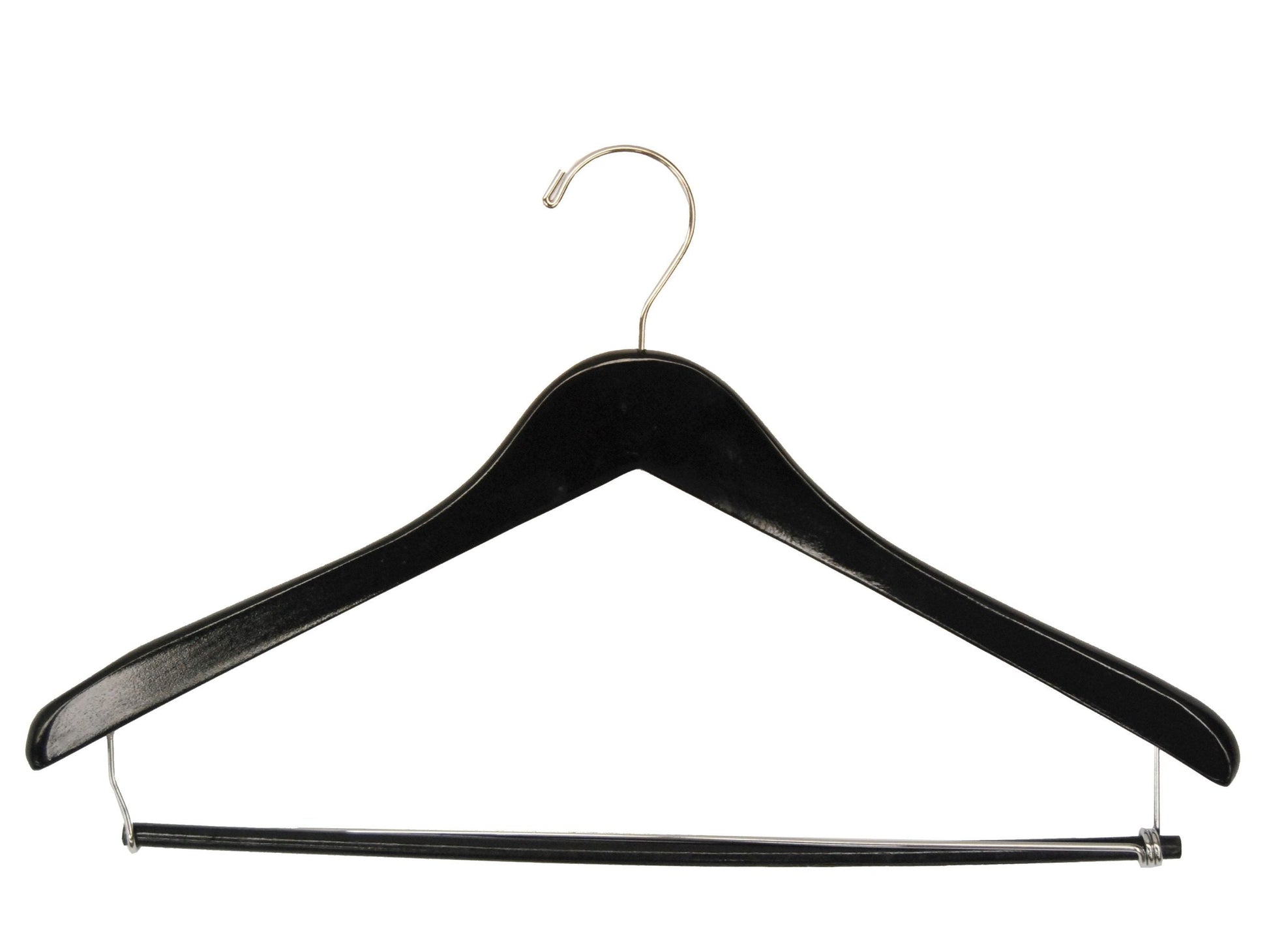 17" Flat Wooden Suit Hanger with Clips or Bar