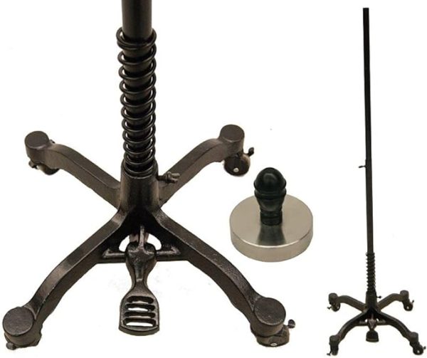 SDBS-WB02T / Cast iron Black Caster Base with Pole + Bolt Top