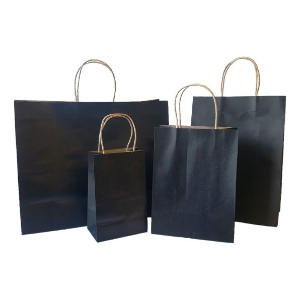 Black 100% Recycled Kraft Paper Bags With Handles