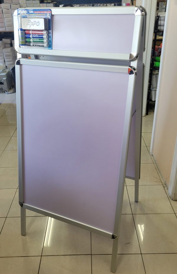 Sidewalk Sign for Posters, Snap Open, Headers, 2 Sided – Silver Frame