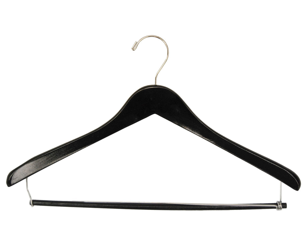 17" Flat Wooden Suit Hanger with Clips or Bar