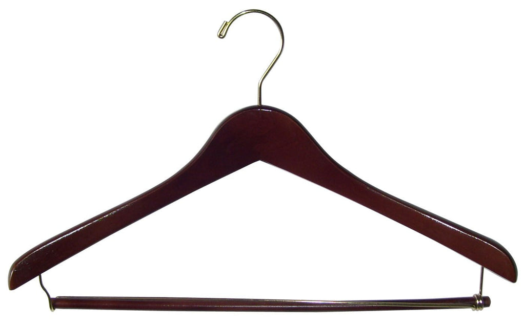 17" Flat Wooden Suit Hanger with Clips or Bar