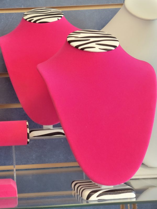 Pink Suede Zebra Print Necklace Display
