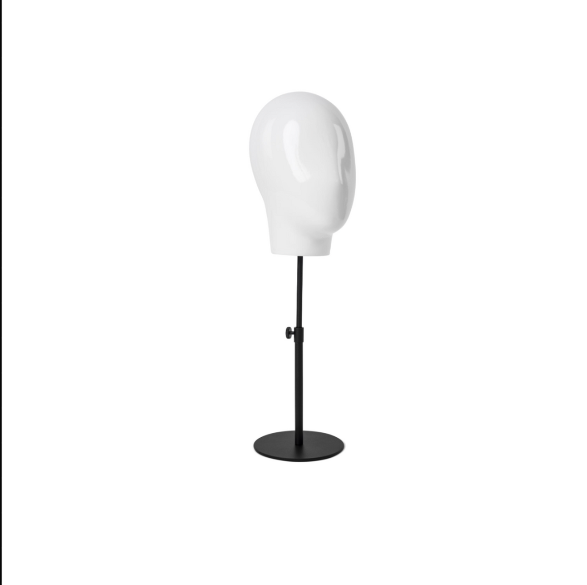 Female Abstract Head Form with Black Adjustable Metal Base