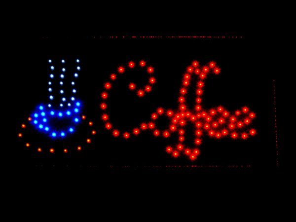 Coffee LED Sign – Red & Blue