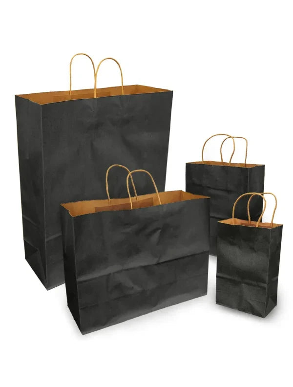 Black 100% Recycled Kraft Paper Bags With Handles