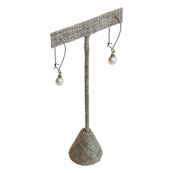 Brown Burlap Jewelry Earring T Stand, 6-3/4" Tall