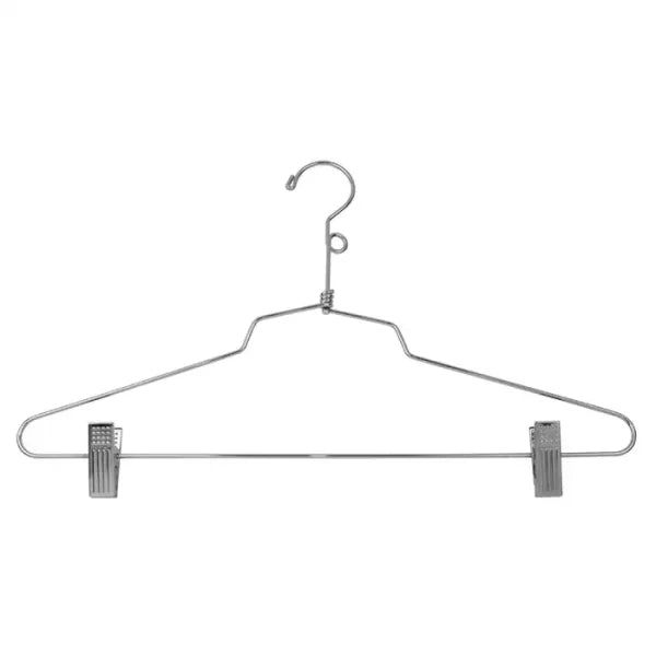 STEEL SUIT HANGER WITH PANT CLIPS – 16" LONG